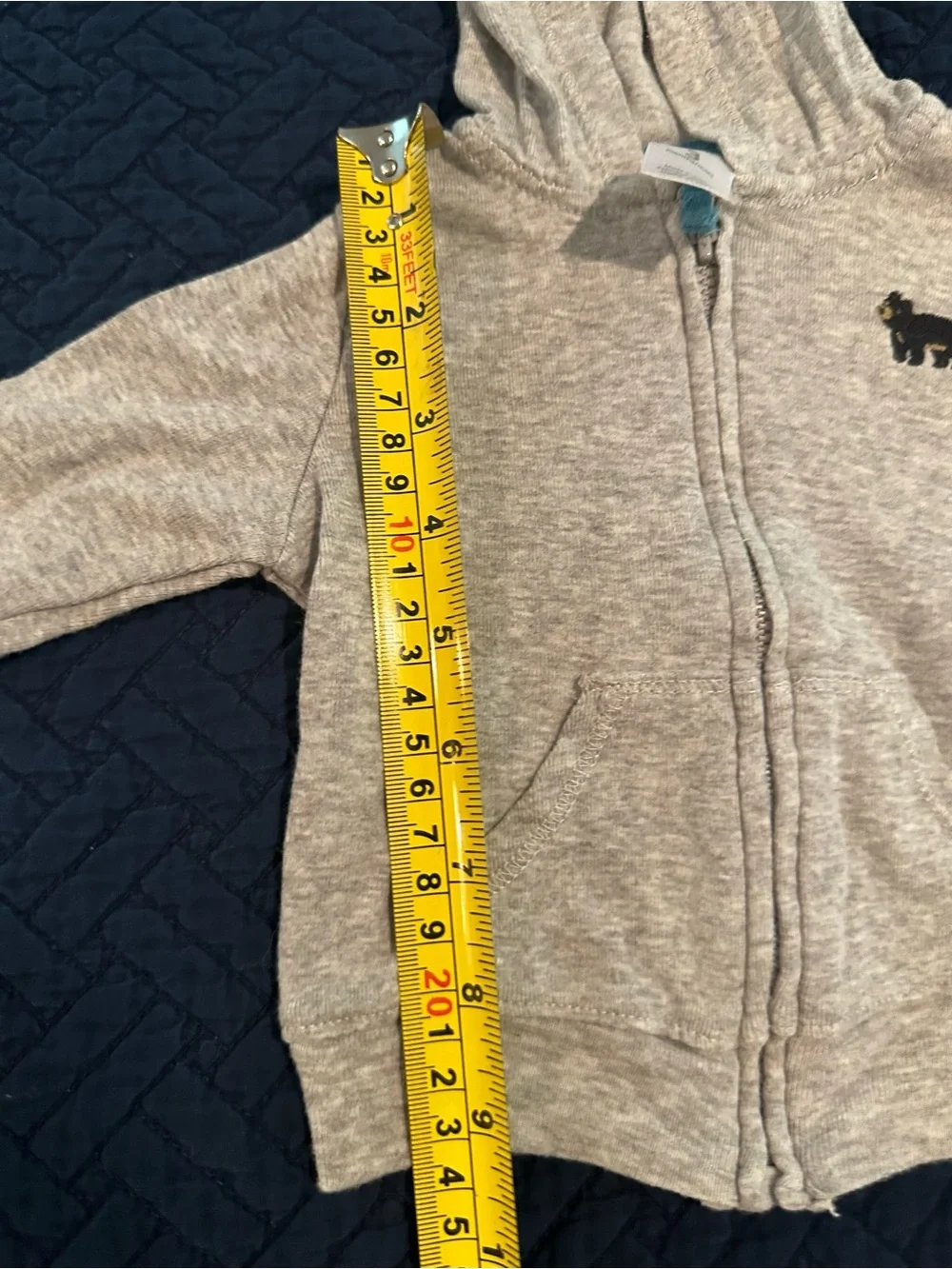 Carter's Tan Heather Hooded Zip Cotton Sweatshirt with Bear Details Size 3Months